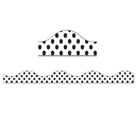 Ashley Magnetic Large Black Polka Dots On White Border, 1" x 12" (ASH 11423)