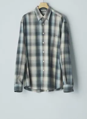 Auralee Super Light Wool Check Shirt - Beige Blue Check