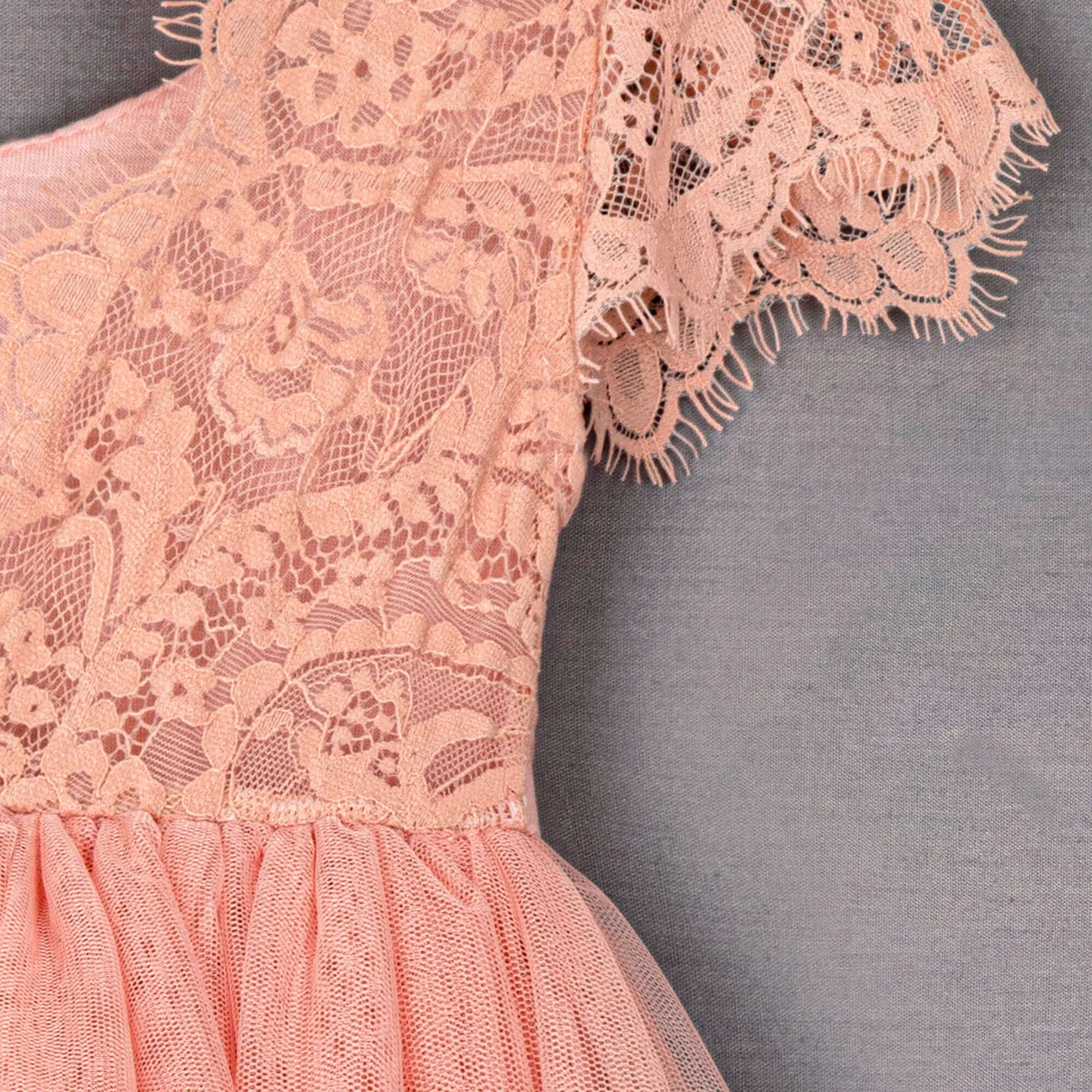 Baby Bohemian Flutter Dress - Salmon Lace