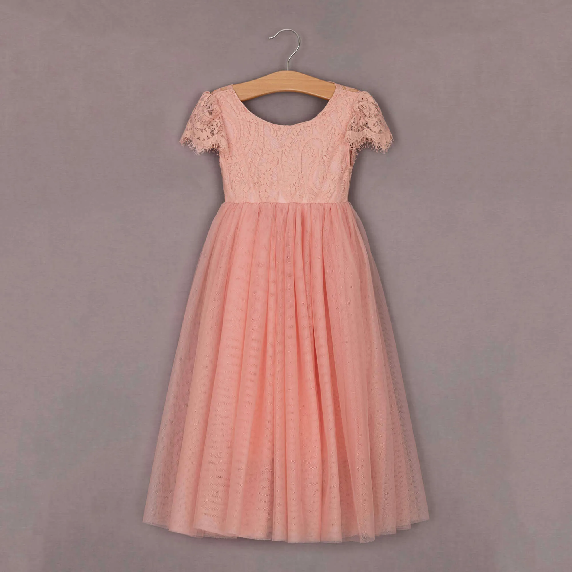 Baby Bohemian Flutter Dress - Salmon Lace