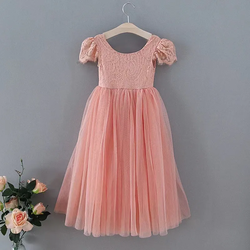 Baby Bohemian Flutter Dress - Salmon Lace