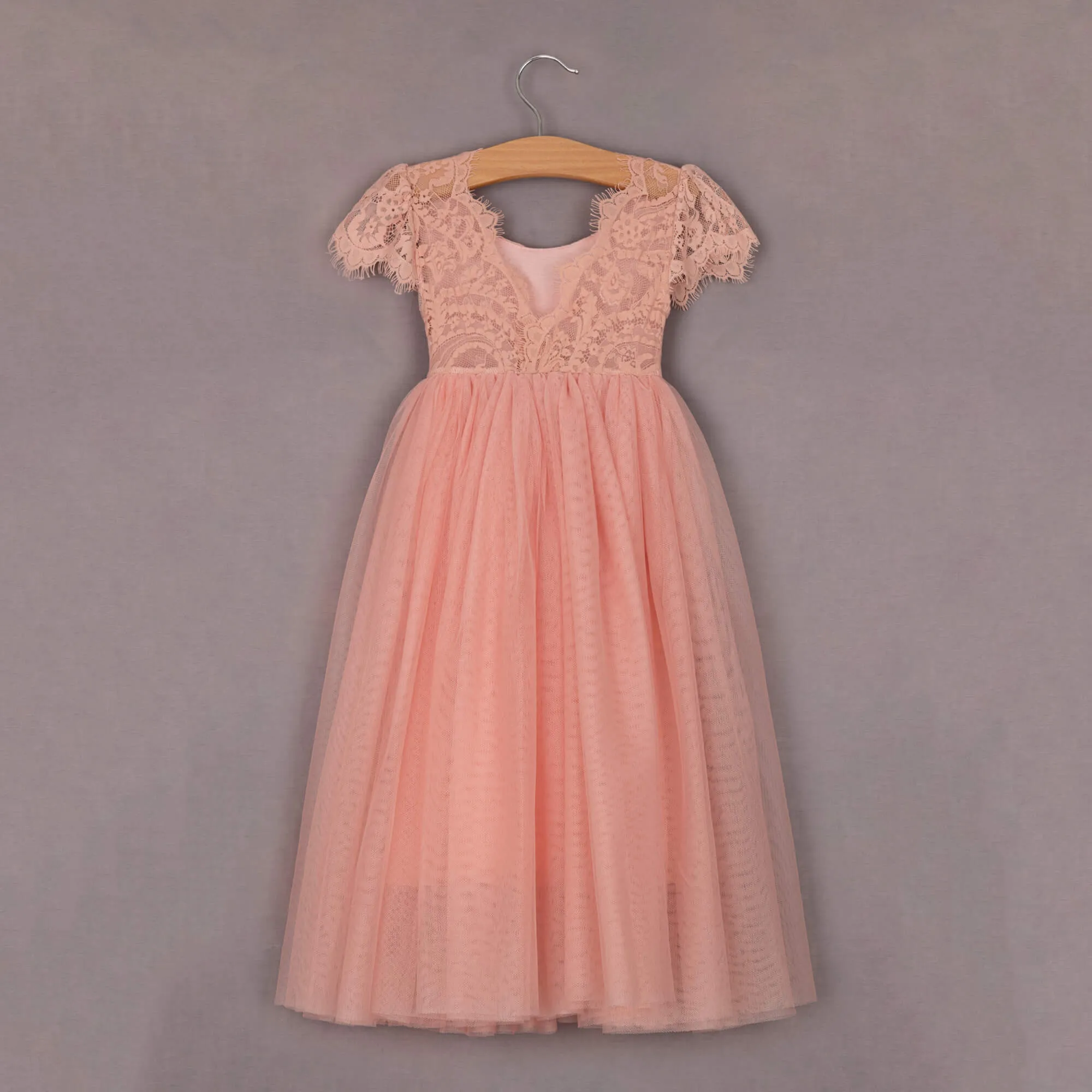 Baby Bohemian Flutter Dress - Salmon Lace