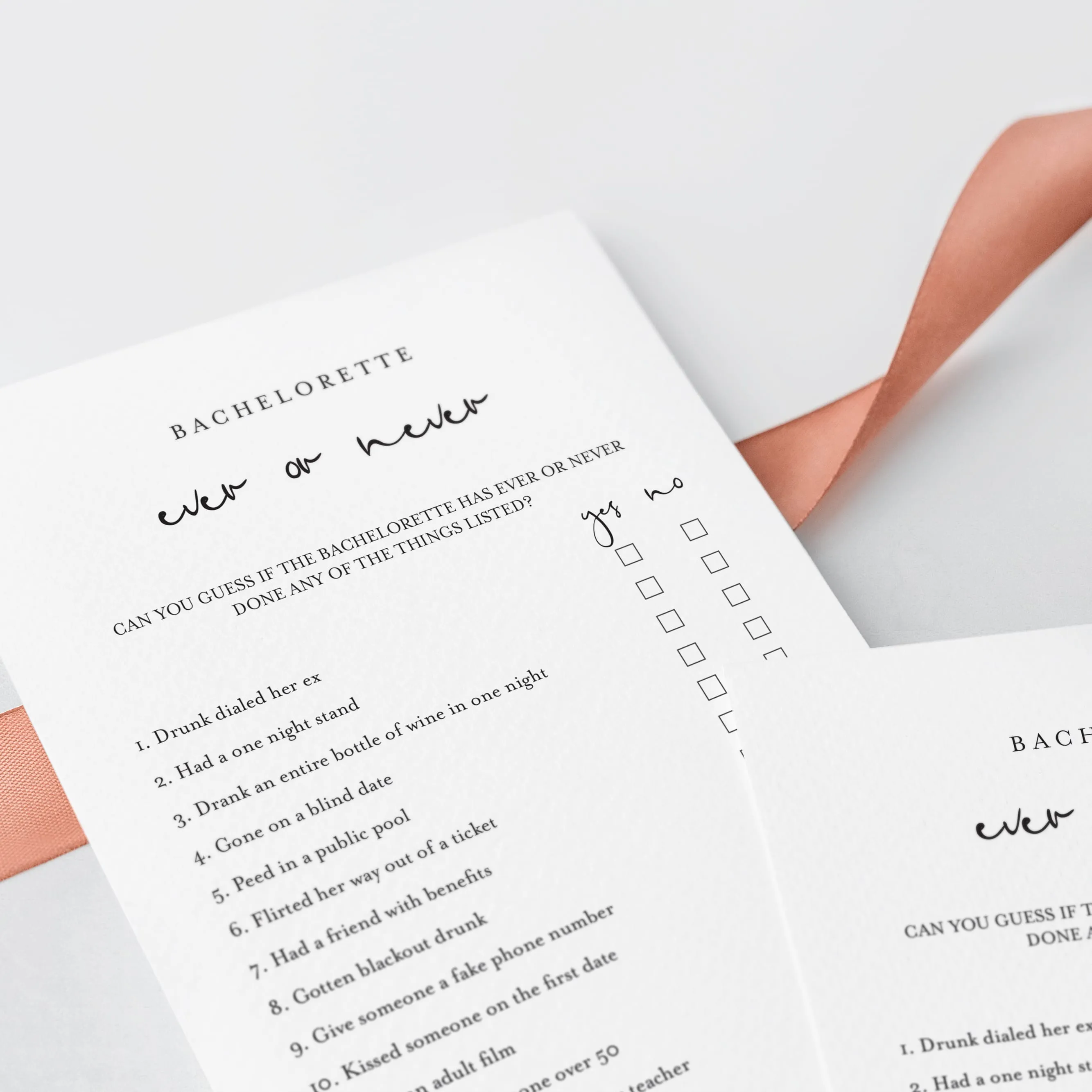 Bachelorette Ever or Never Game Printable