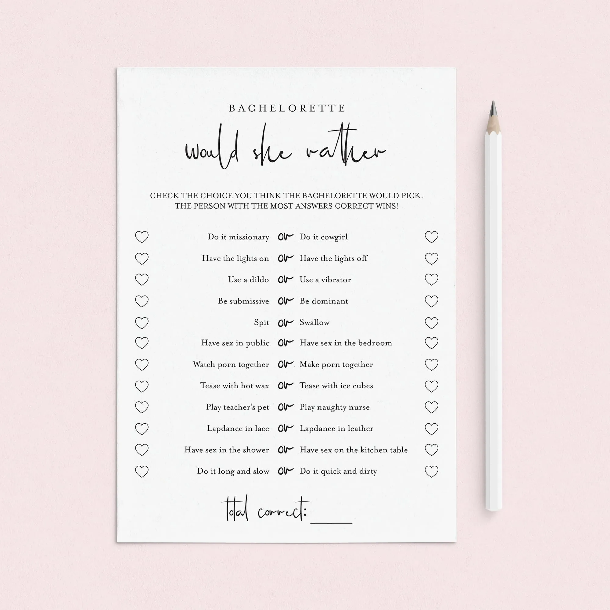 Bachelorette Would She Rather Game Printable