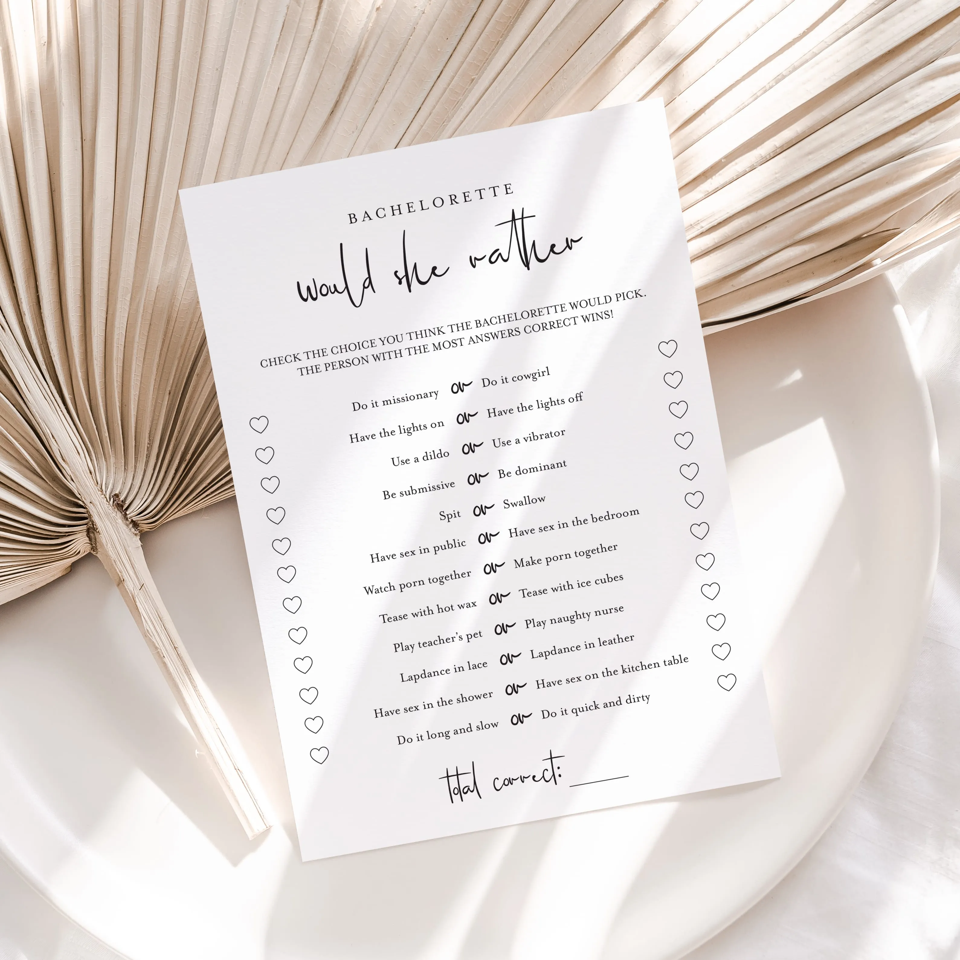 Bachelorette Would She Rather Game Printable