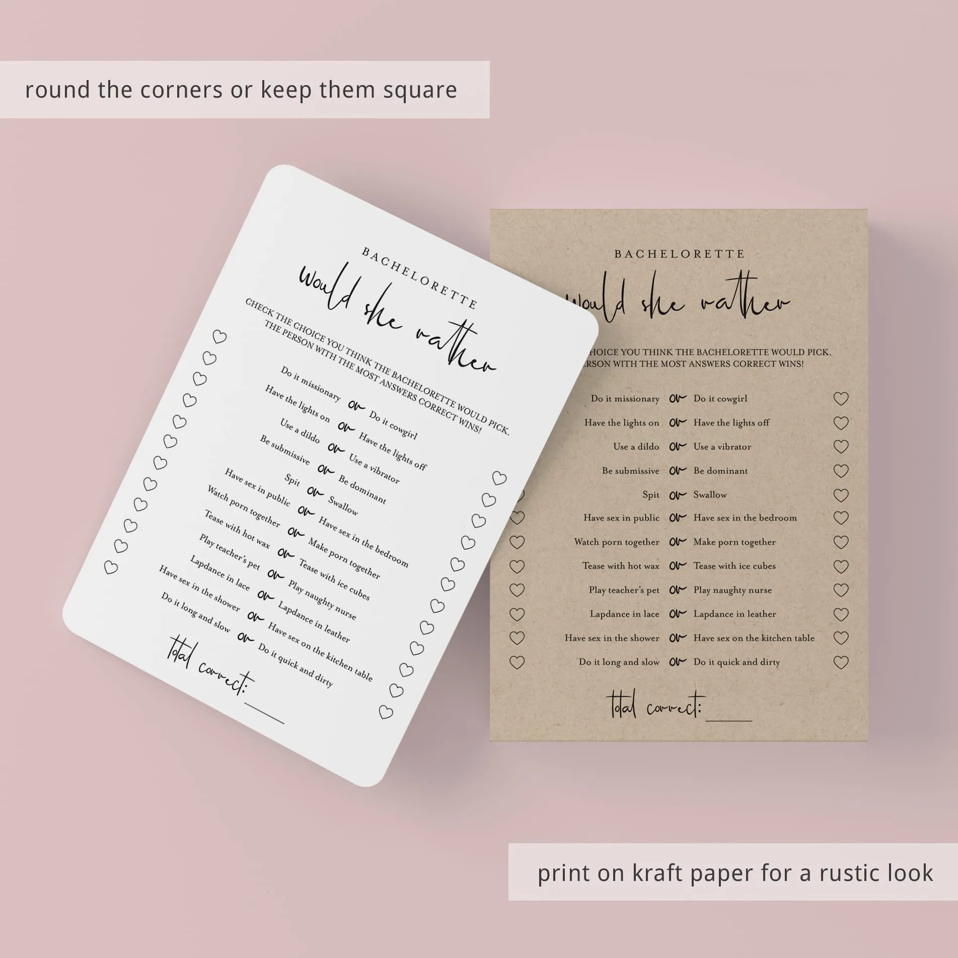 Bachelorette Would She Rather Game Printable