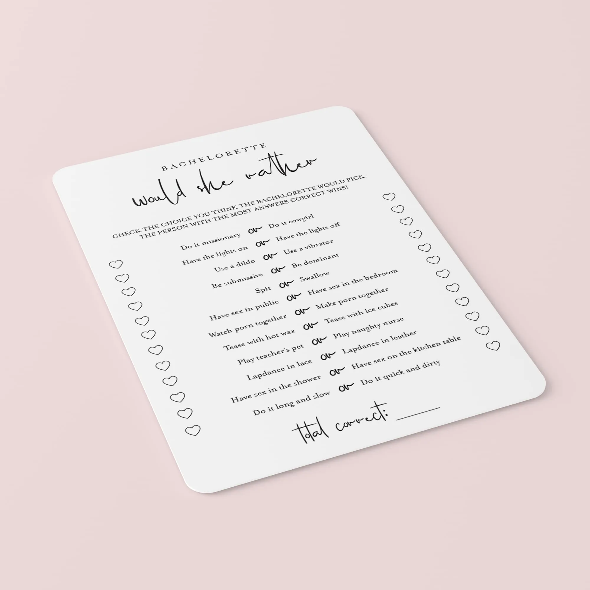 Bachelorette Would She Rather Game Printable