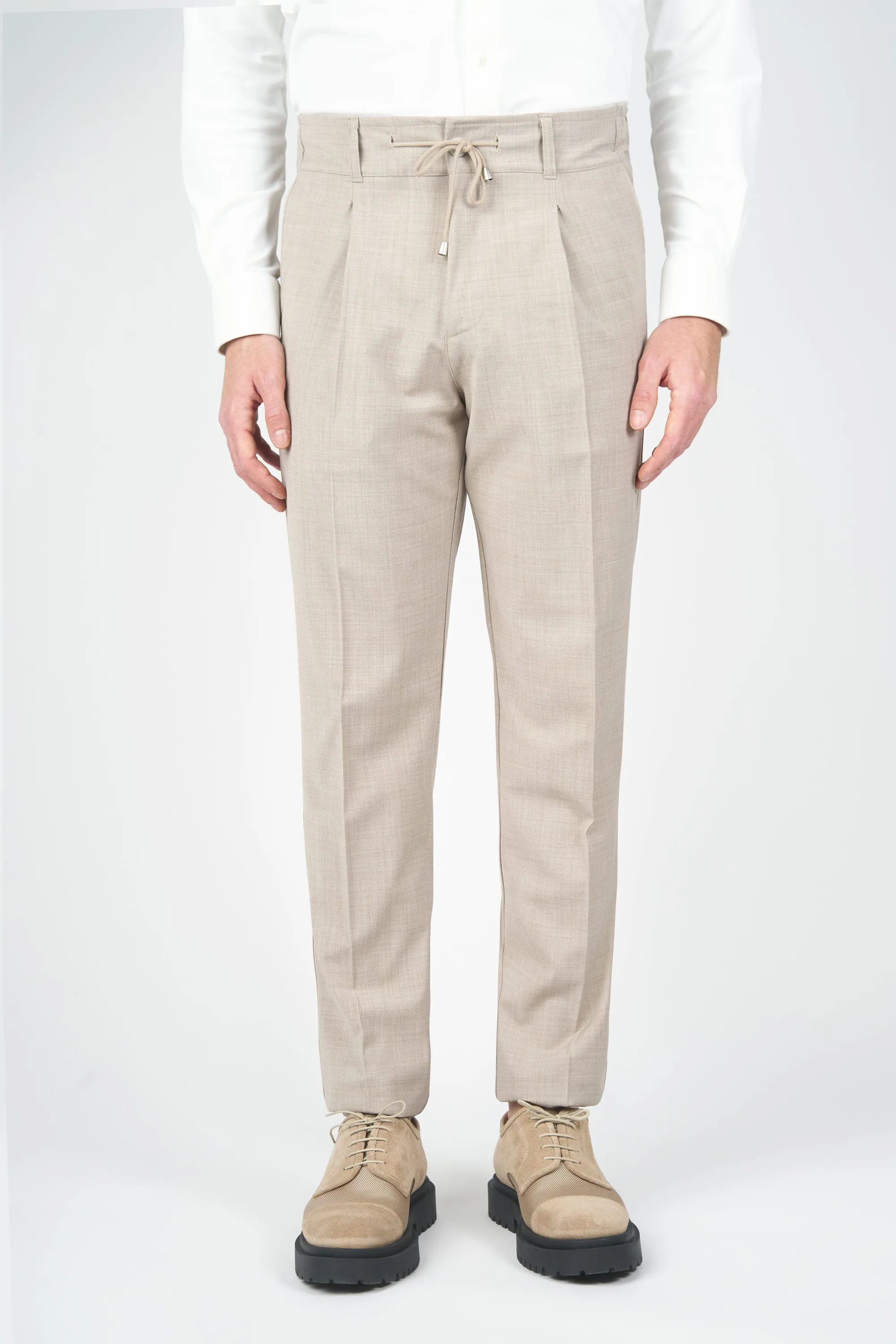 Bi-Stretch Wool Drawstring Trousers