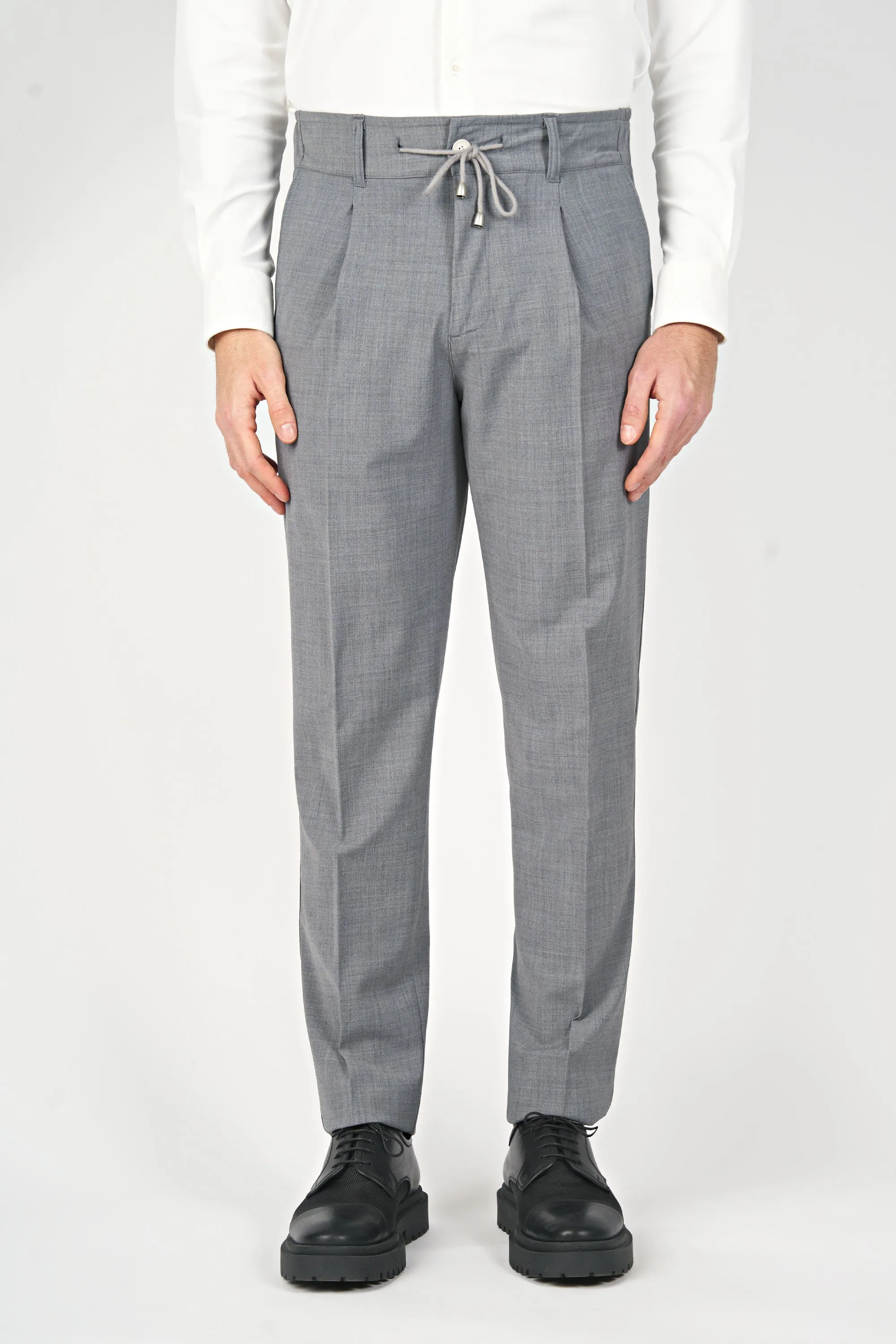 Bi-Stretch Wool Drawstring Trousers