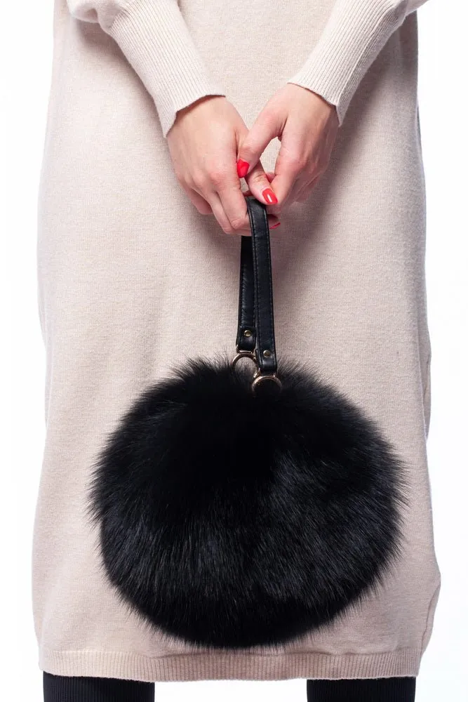 Black Fox Fur Wrist Bag