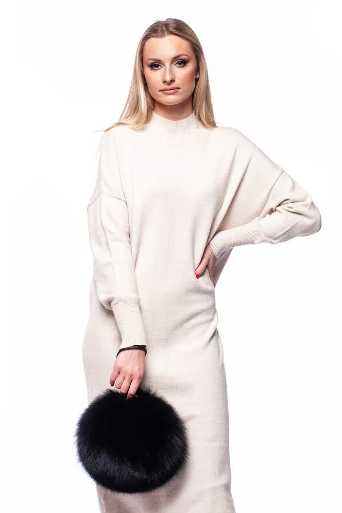 Black Fox Fur Wrist Bag