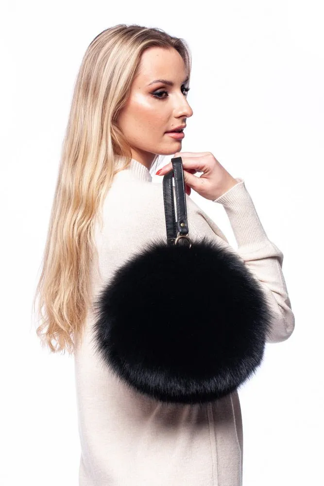 Black Fox Fur Wrist Bag