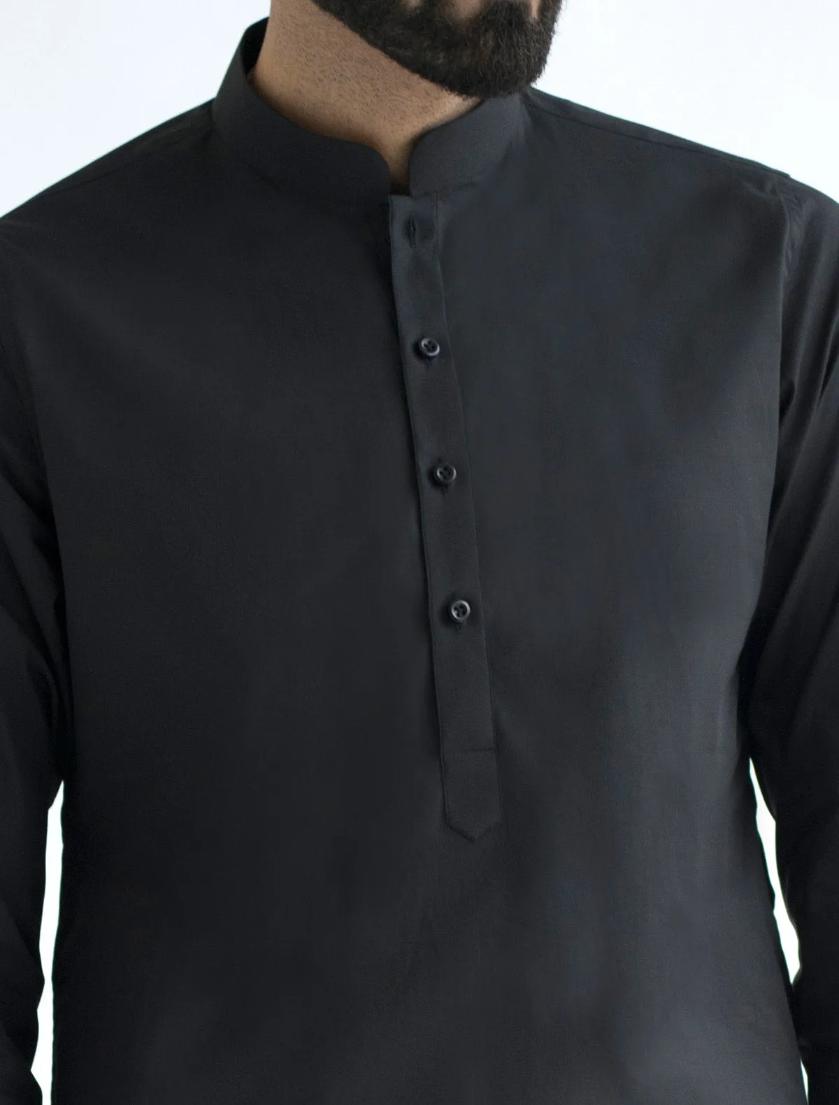 BLACK MANDARIN COLLAR KAMEEZ SHALWAR