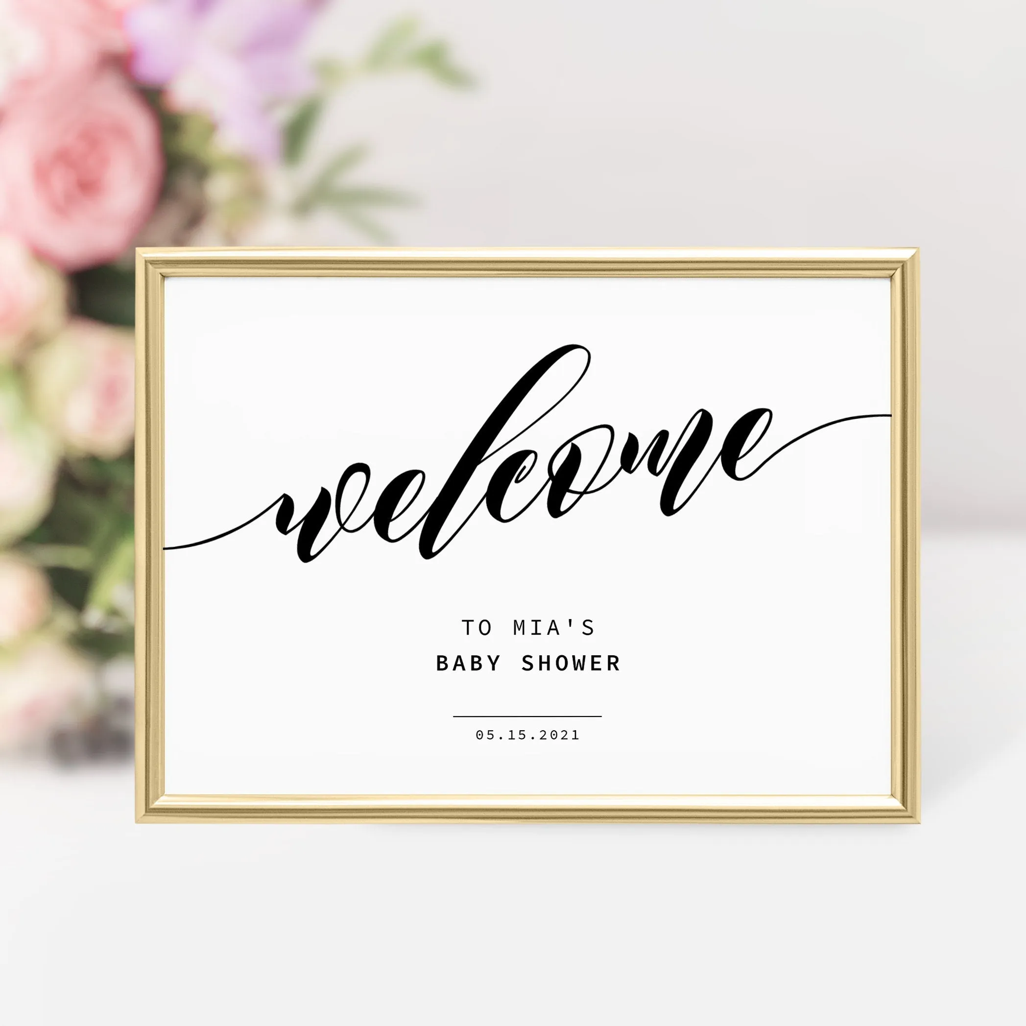 Black Script Baby Shower Welcome Sign Template, Printable Minimalist Large Welcome Sign, INSTANT DOWNLOAD - SFB100