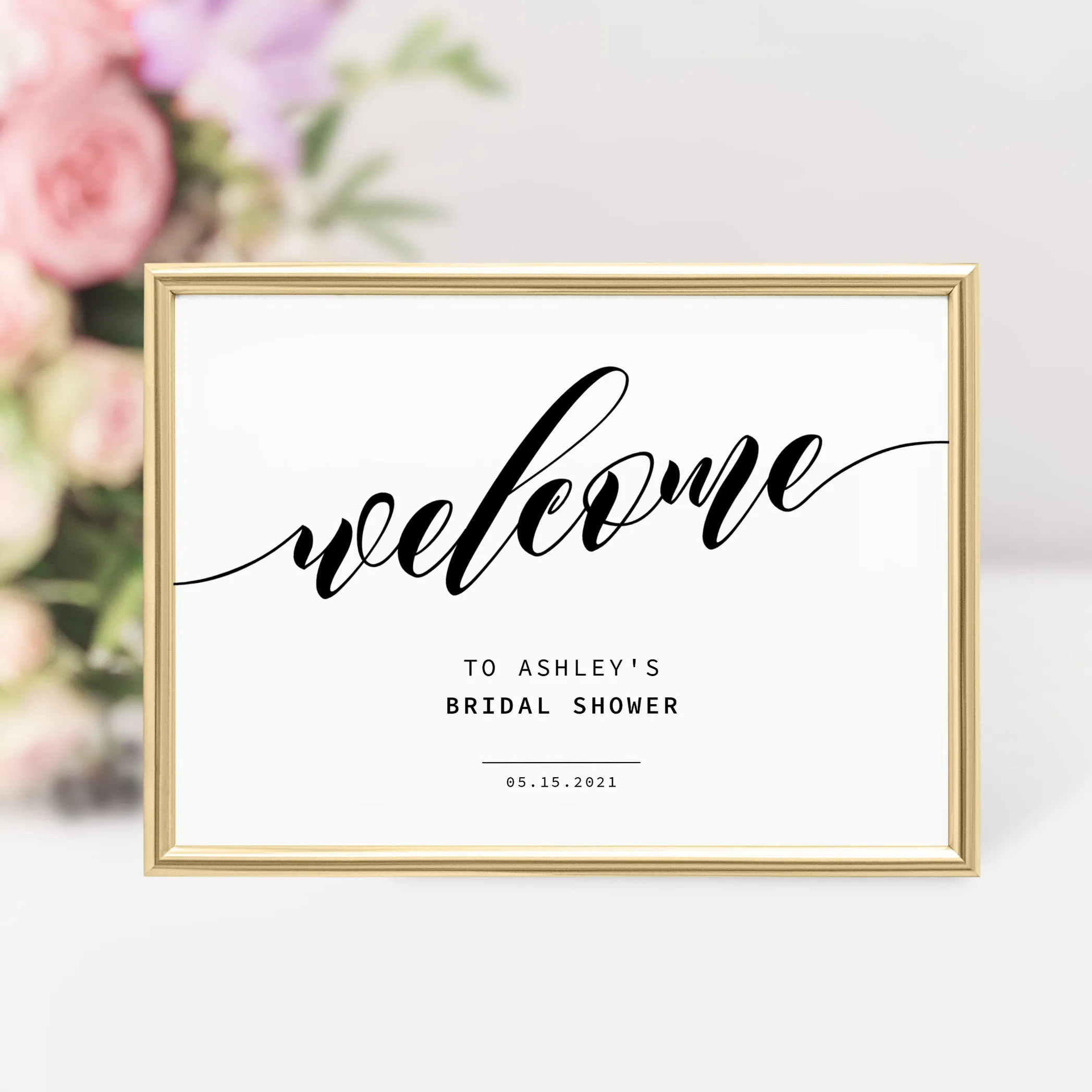 Black Script Bridal Shower Welcome Sign Template, Printable Minimalist Large Welcome Sign, INSTANT DOWNLOAD - SFB100