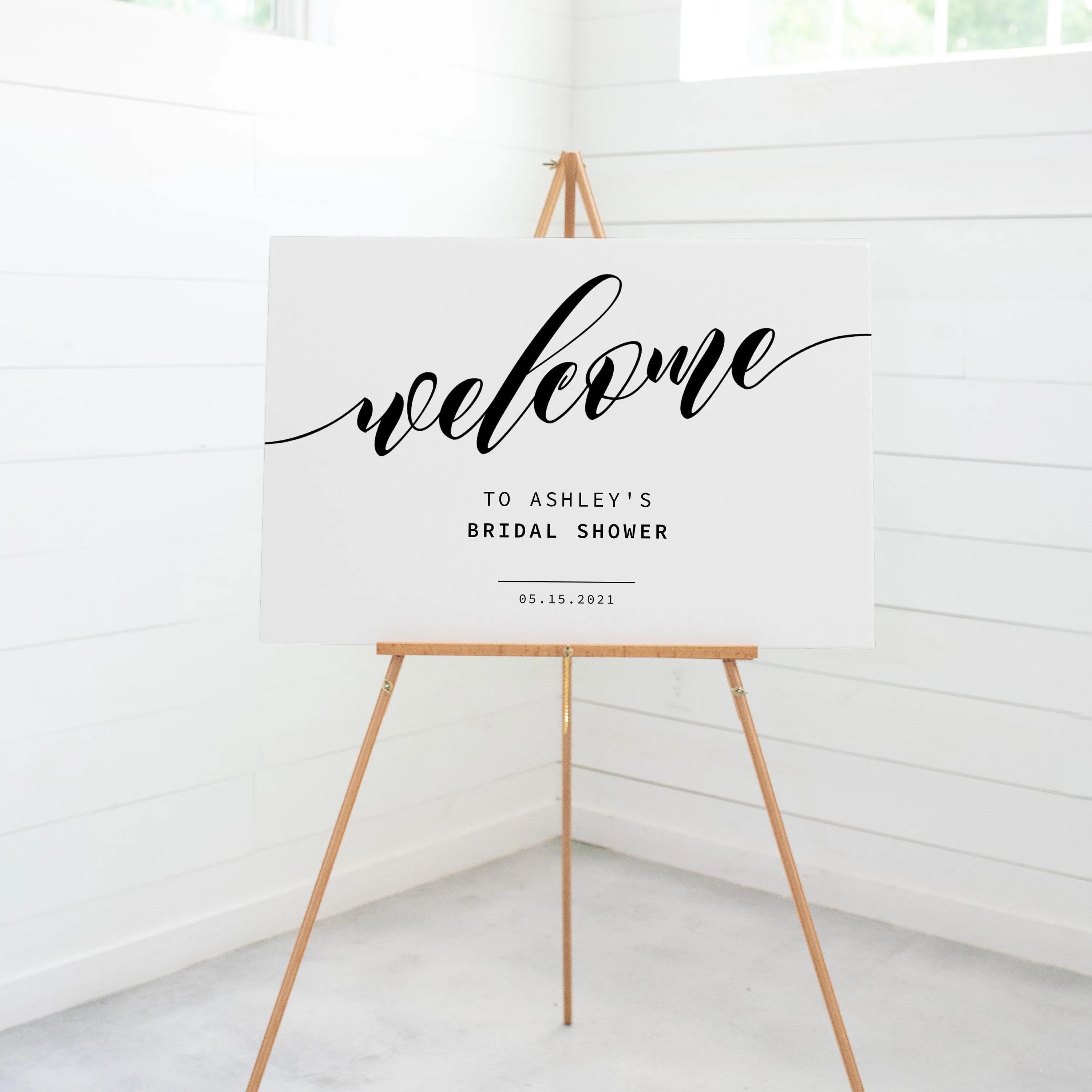 Black Script Bridal Shower Welcome Sign Template, Printable Minimalist Large Welcome Sign, INSTANT DOWNLOAD - SFB100