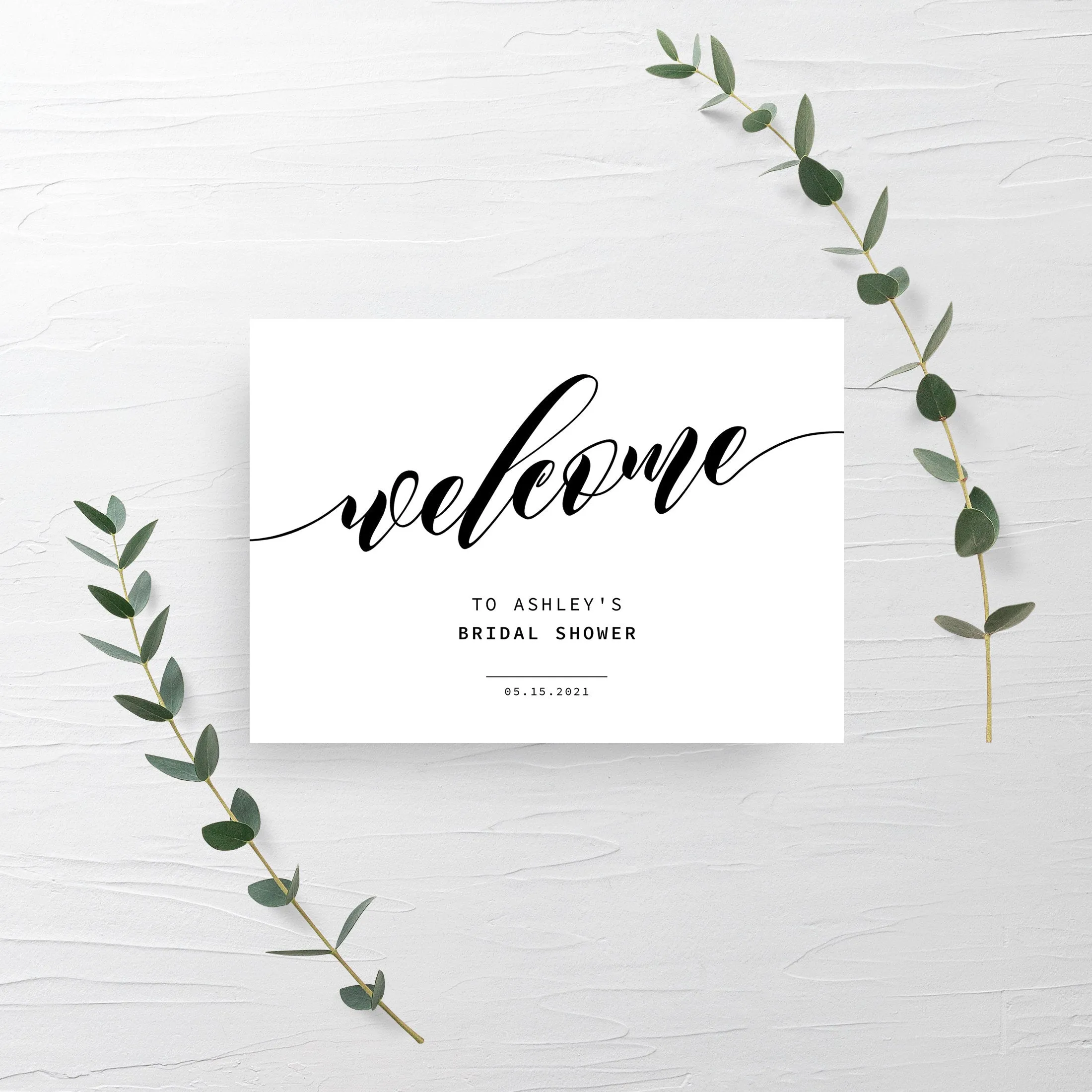 Black Script Bridal Shower Welcome Sign Template, Printable Minimalist Large Welcome Sign, INSTANT DOWNLOAD - SFB100