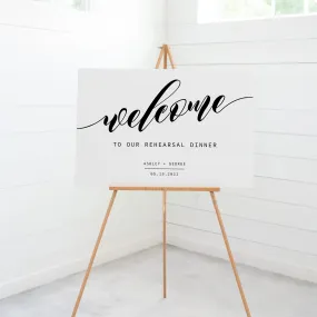 Black Script Wedding Rehearsal Dinner Sign Template, Printable Minimalist Large Welcome Sign, INSTANT DOWNLOAD - SFB100