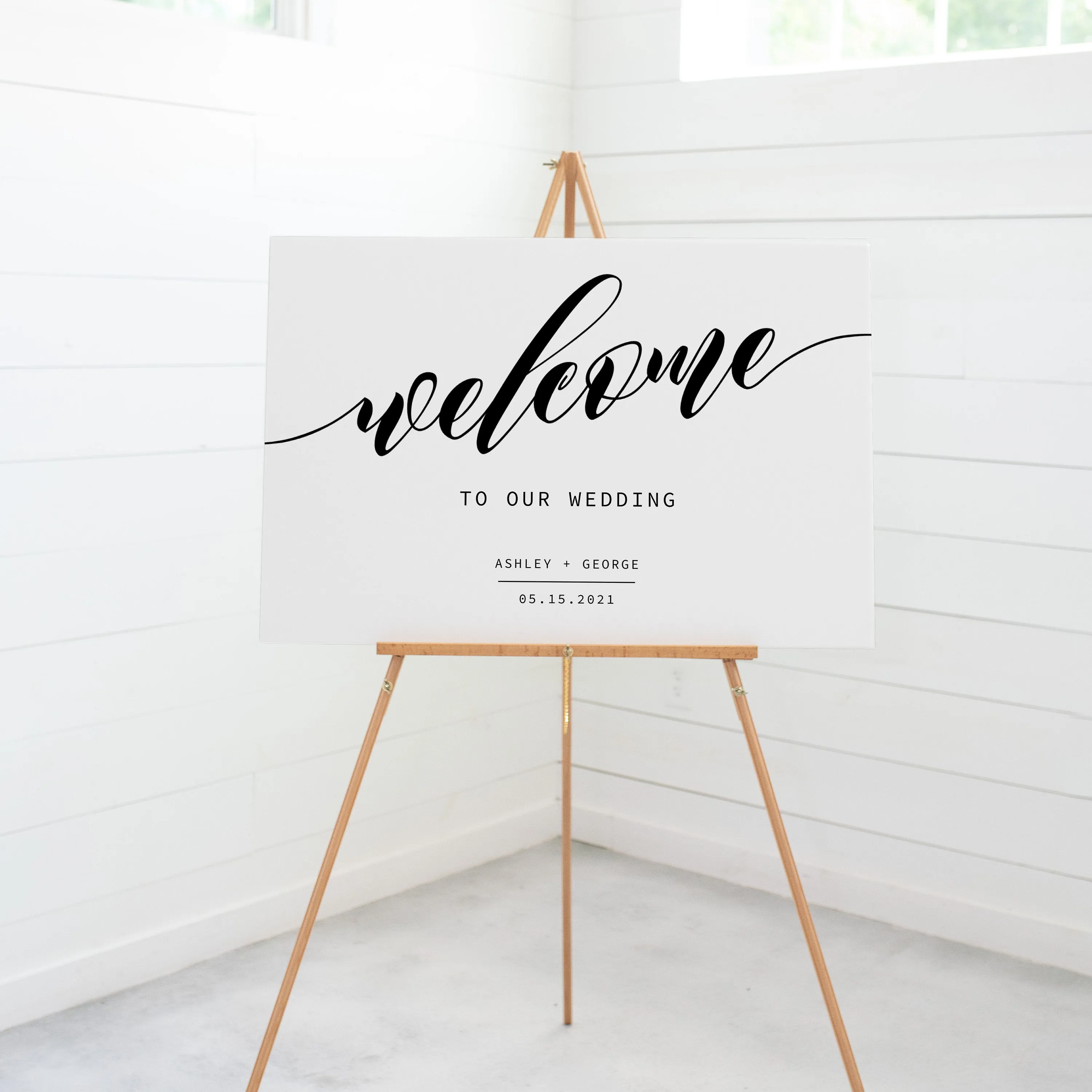 Black Script Wedding Welcome Sign Template, Printable Minimalist Large Welcome Sign, INSTANT DOWNLOAD - SFB100