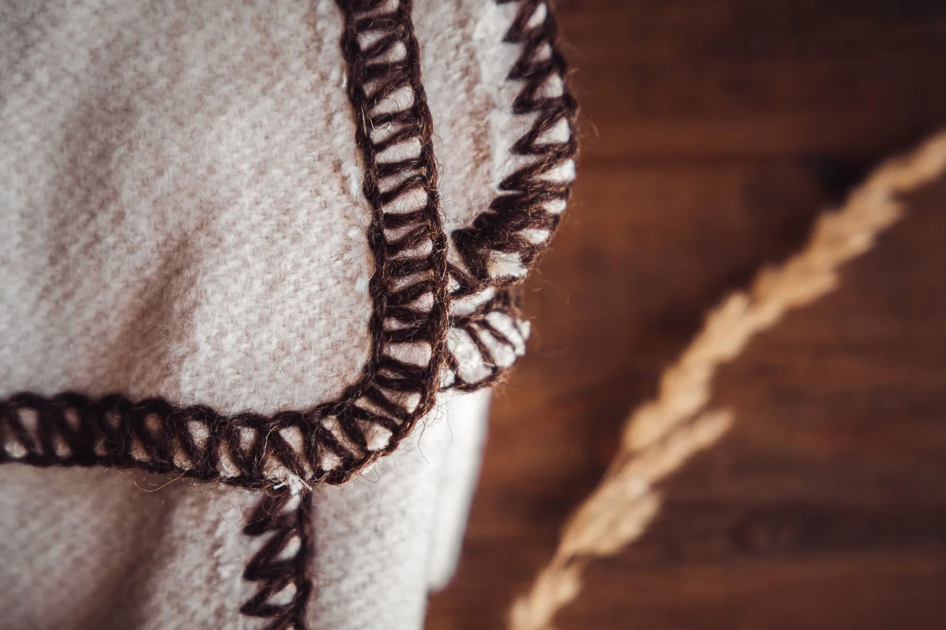 Blanket: Organic eco-cotton - Brown trim - BL25