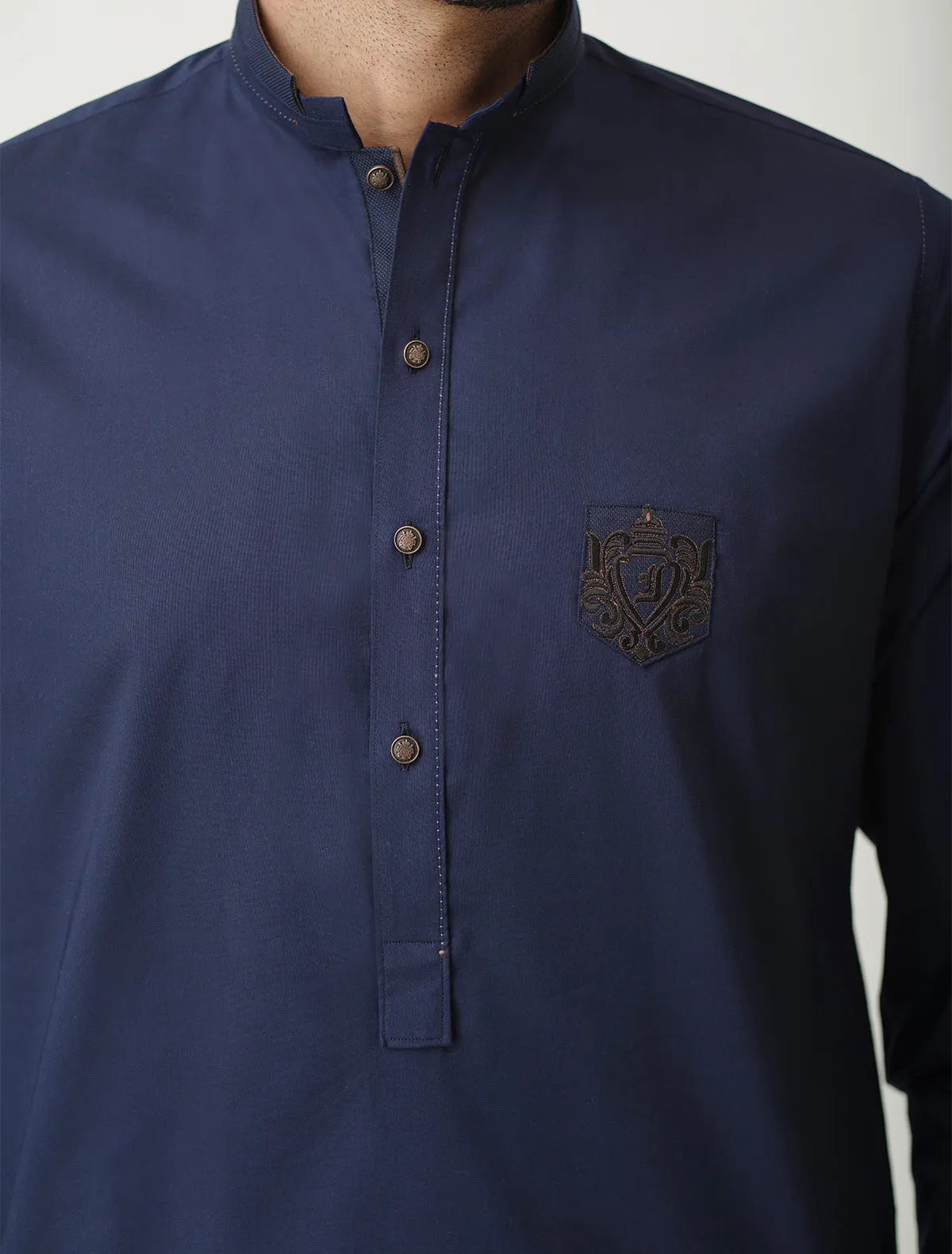 BLUE - LOGO EMBELLISHED KAMEEZ SHALWAR