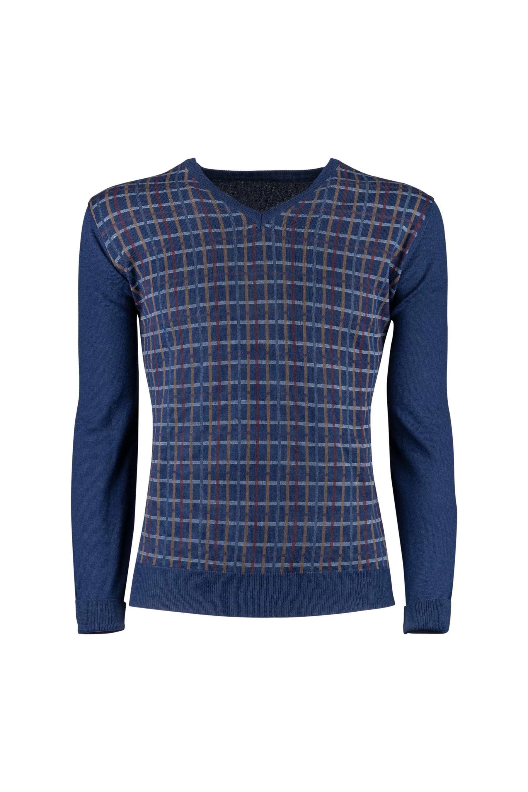 Blue "Cross" Merino V-Neck Sweater