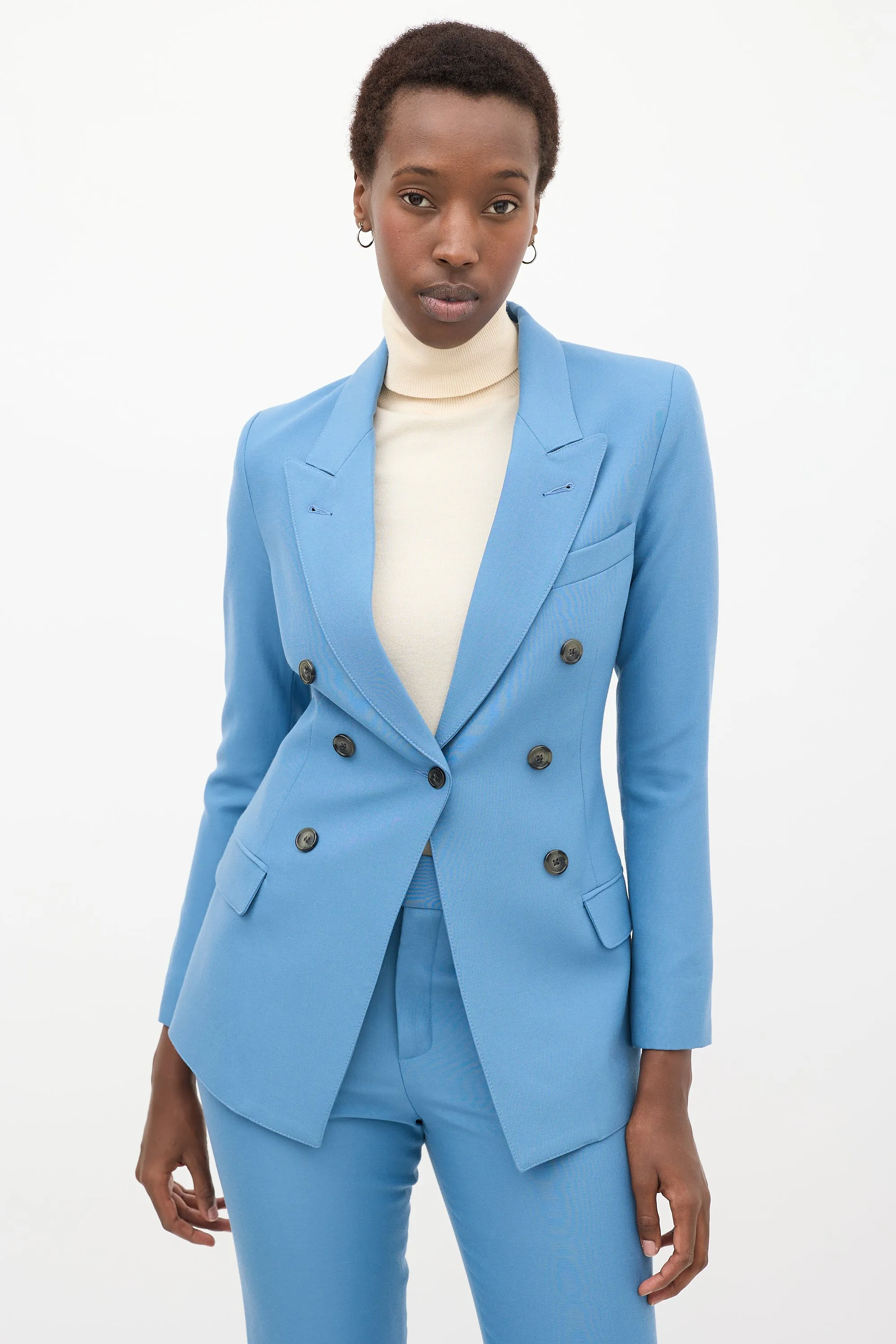 Blue Wool Pant Suit
