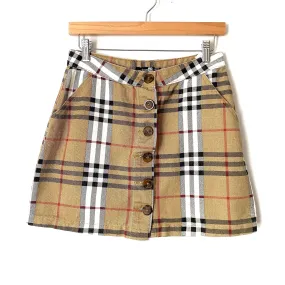 Boohoo Blue Petite Oversized Denim Button Up Check Mini Skirt NWT- size 6