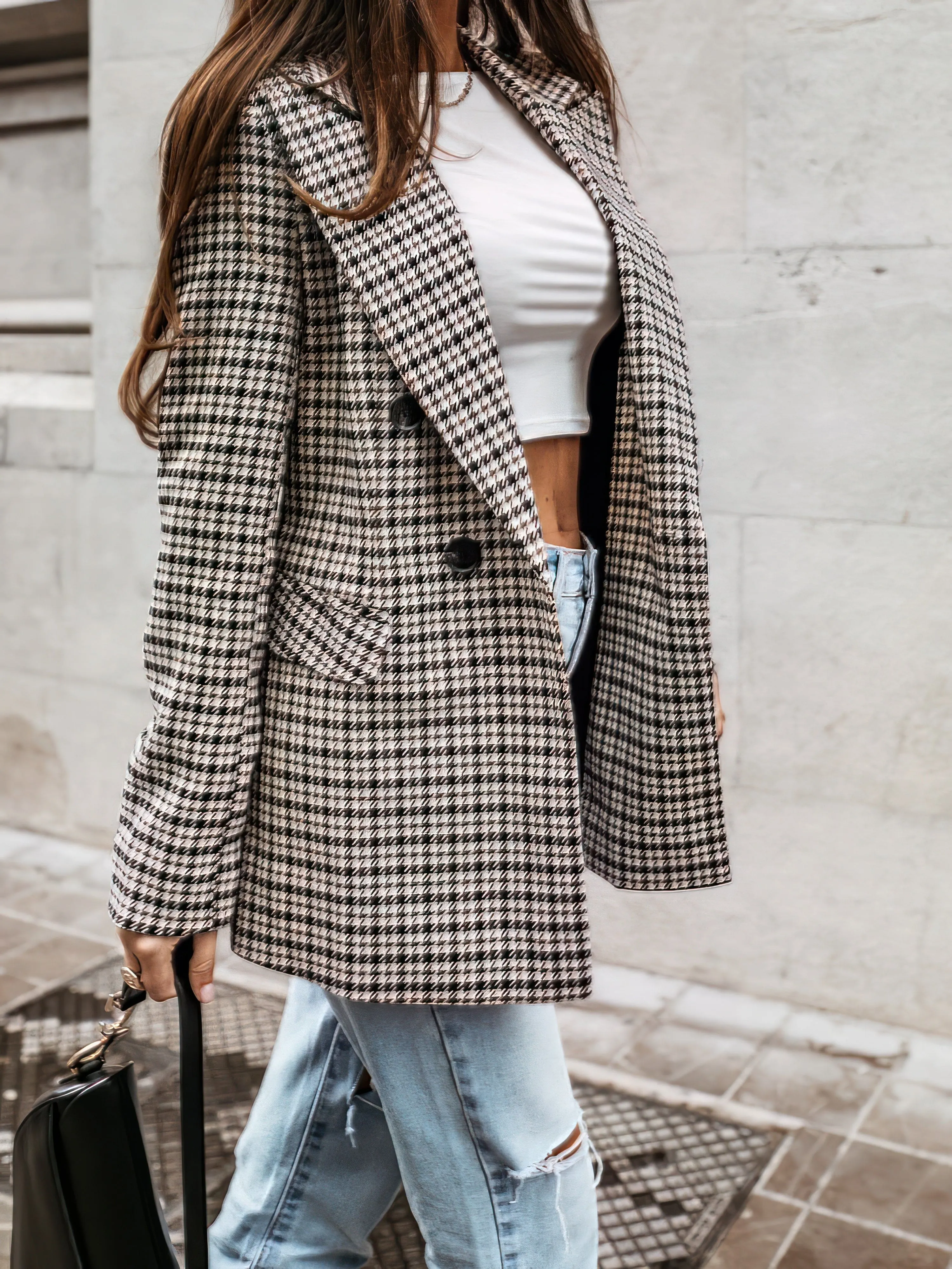 Brown and Black Plaid Blazer