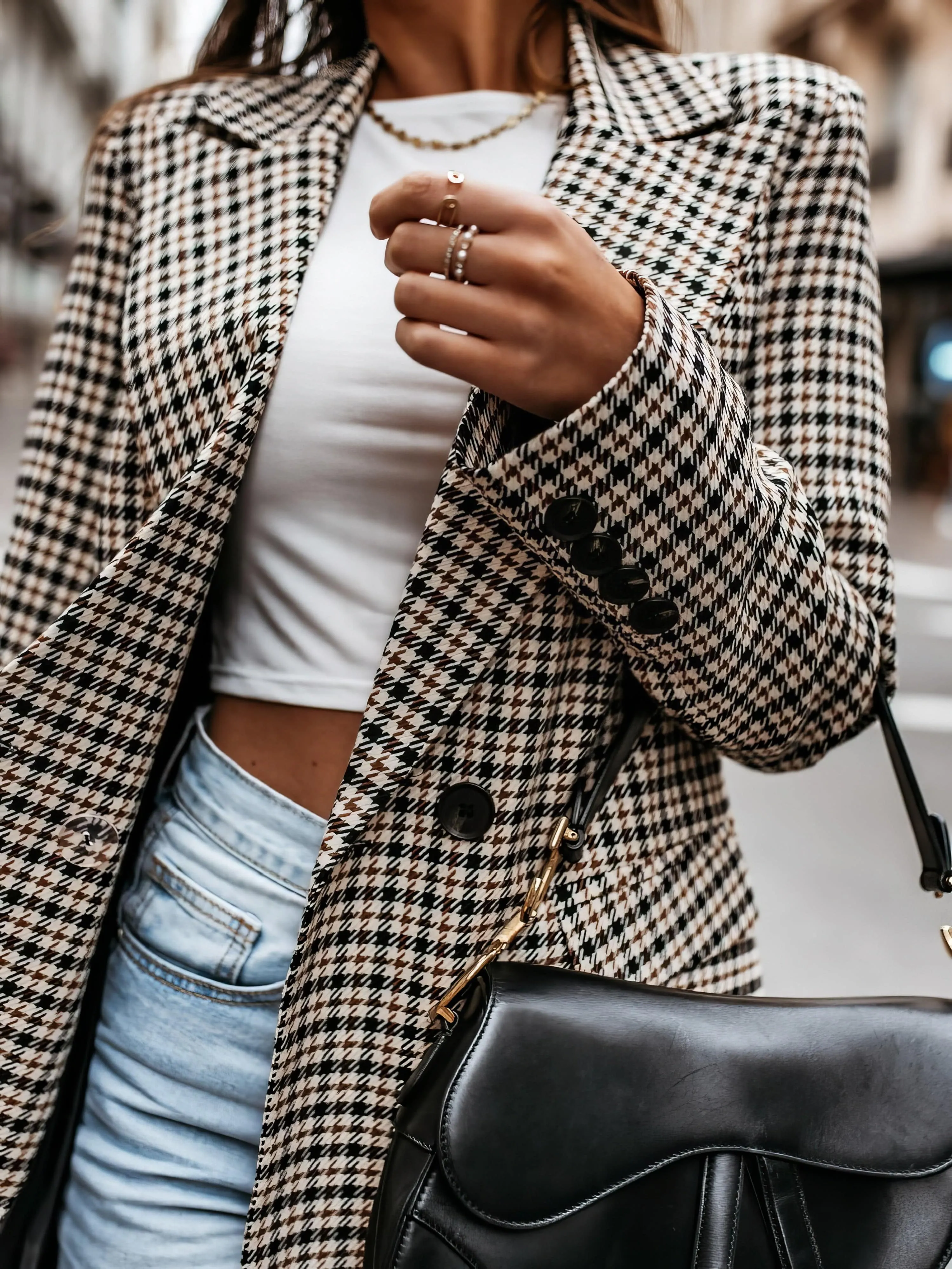 Brown and Black Plaid Blazer