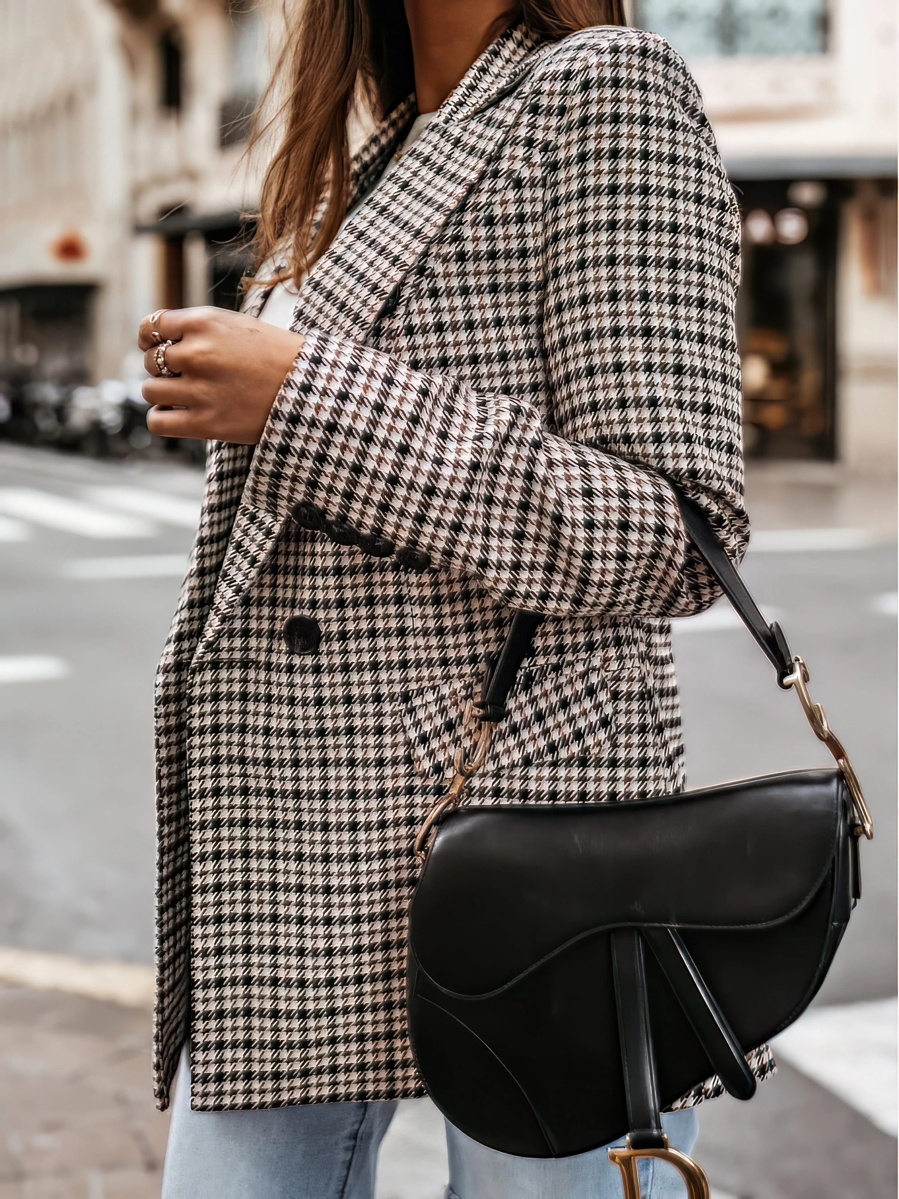 Brown and Black Plaid Blazer