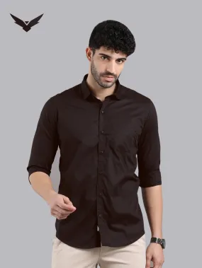 Brown Color Satin Soft Cotton Solid Shirt