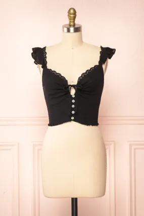Candik Black | Cropped Tank Top