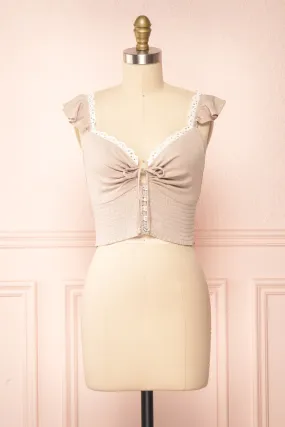 Candik Taupe | Cropped Tank Top