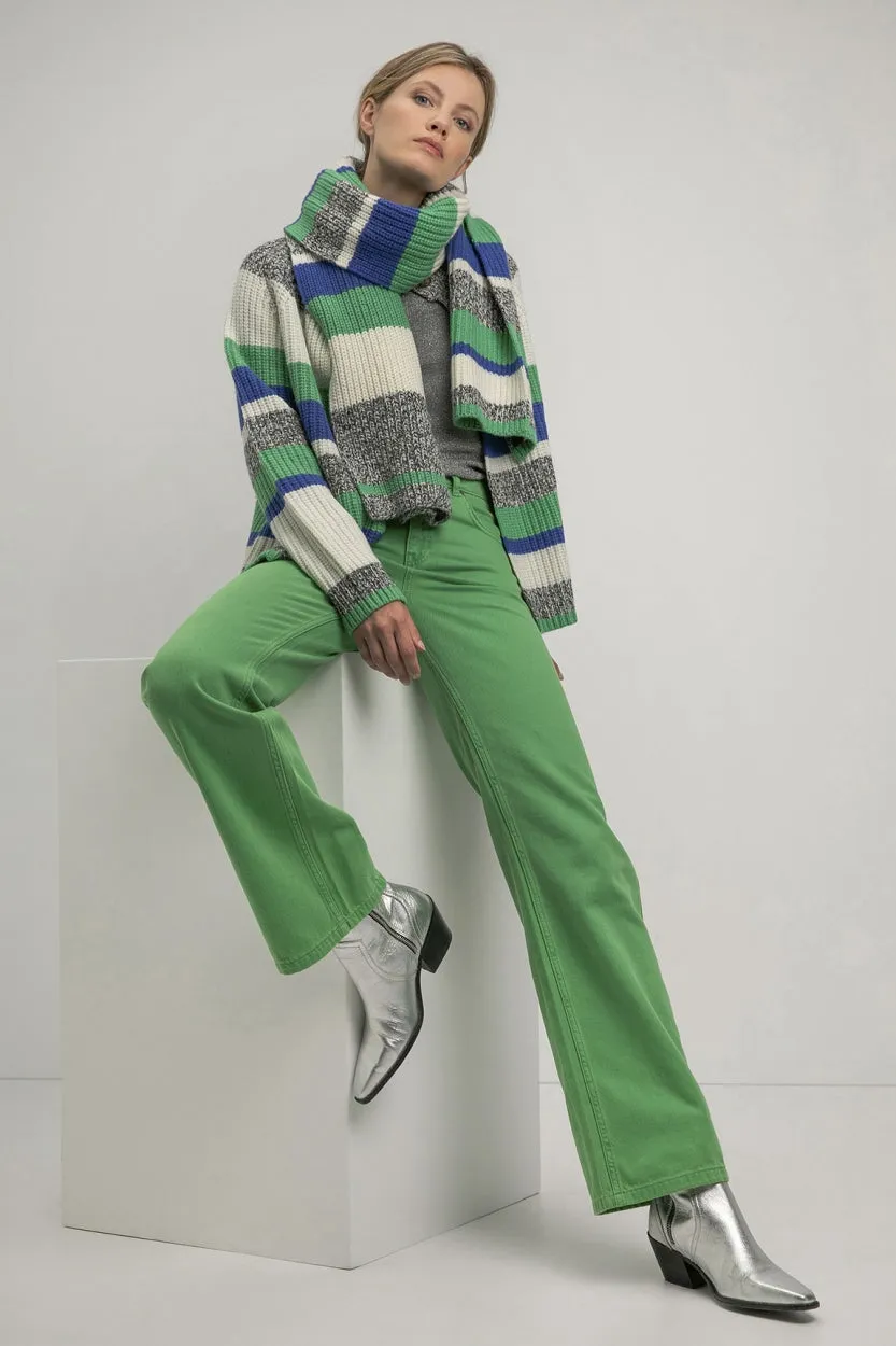 Cardigan Shirley - Parrot Green Stripe