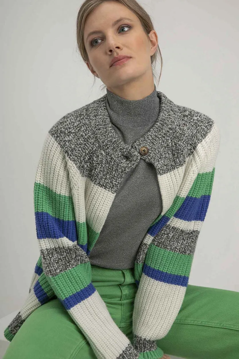 Cardigan Shirley - Parrot Green Stripe