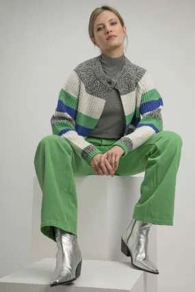 Cardigan Shirley - Parrot Green Stripe