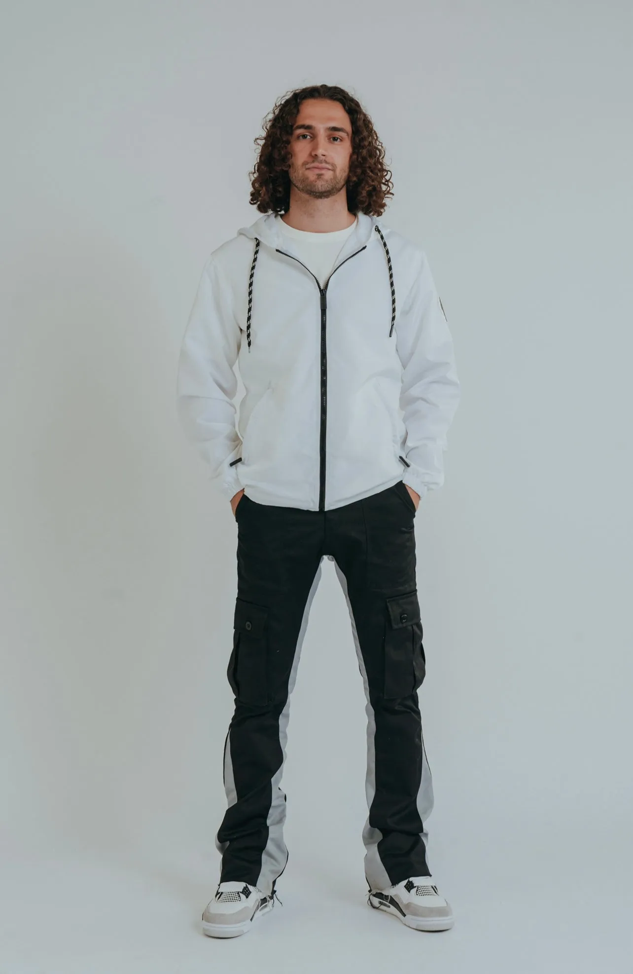 CARGO FLARE TROUSERS - BLACK/GREY