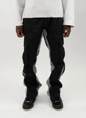 CARGO FLARE TROUSERS - BLACK/GREY