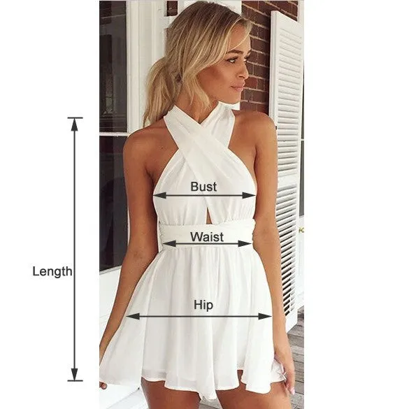 Casual Back Cross Strap V Neck Backless Chiffon Jumpsuit