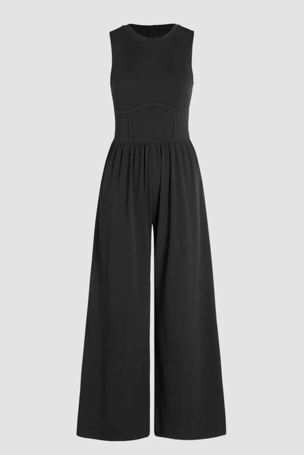 Cinched Waist Wide Leg Jumpsuit