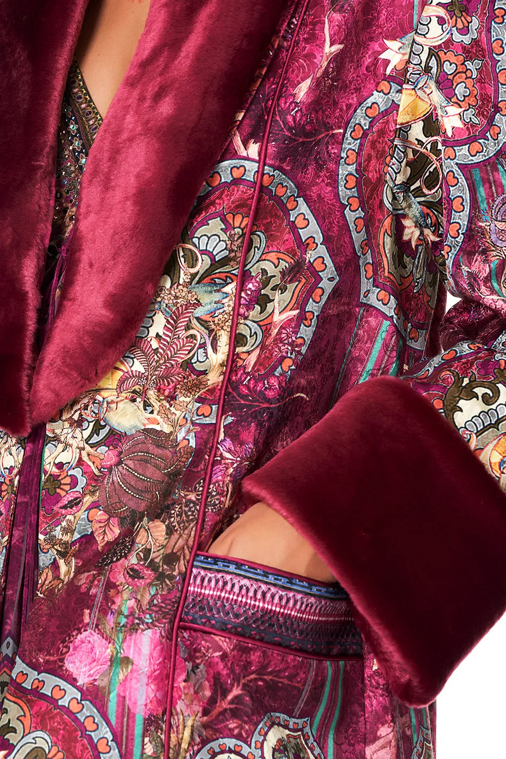 COAT WITH FUR TRIM AND BELT DAUGHTER'S DESTINY