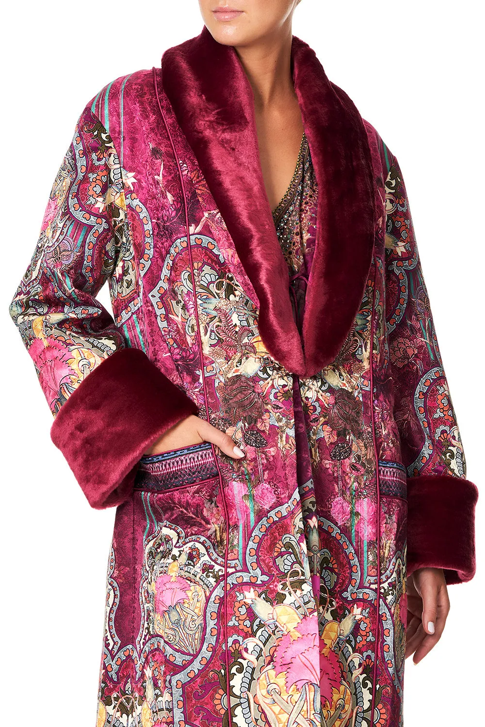 COAT WITH FUR TRIM AND BELT DAUGHTER'S DESTINY