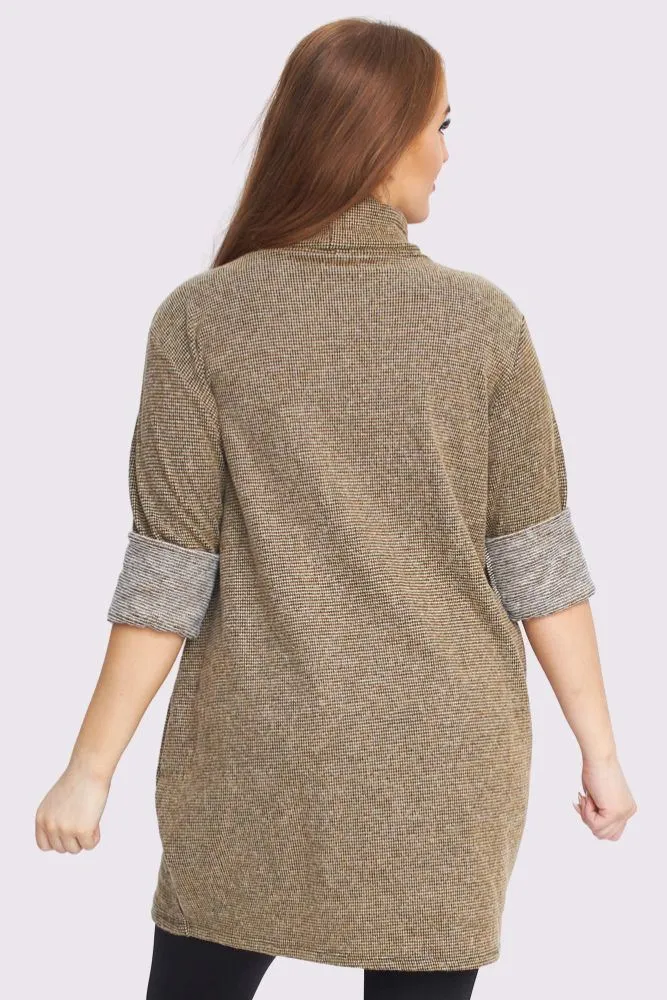 Coloured Knit Stitch Pattern Oversized Tunic Necklace Top
