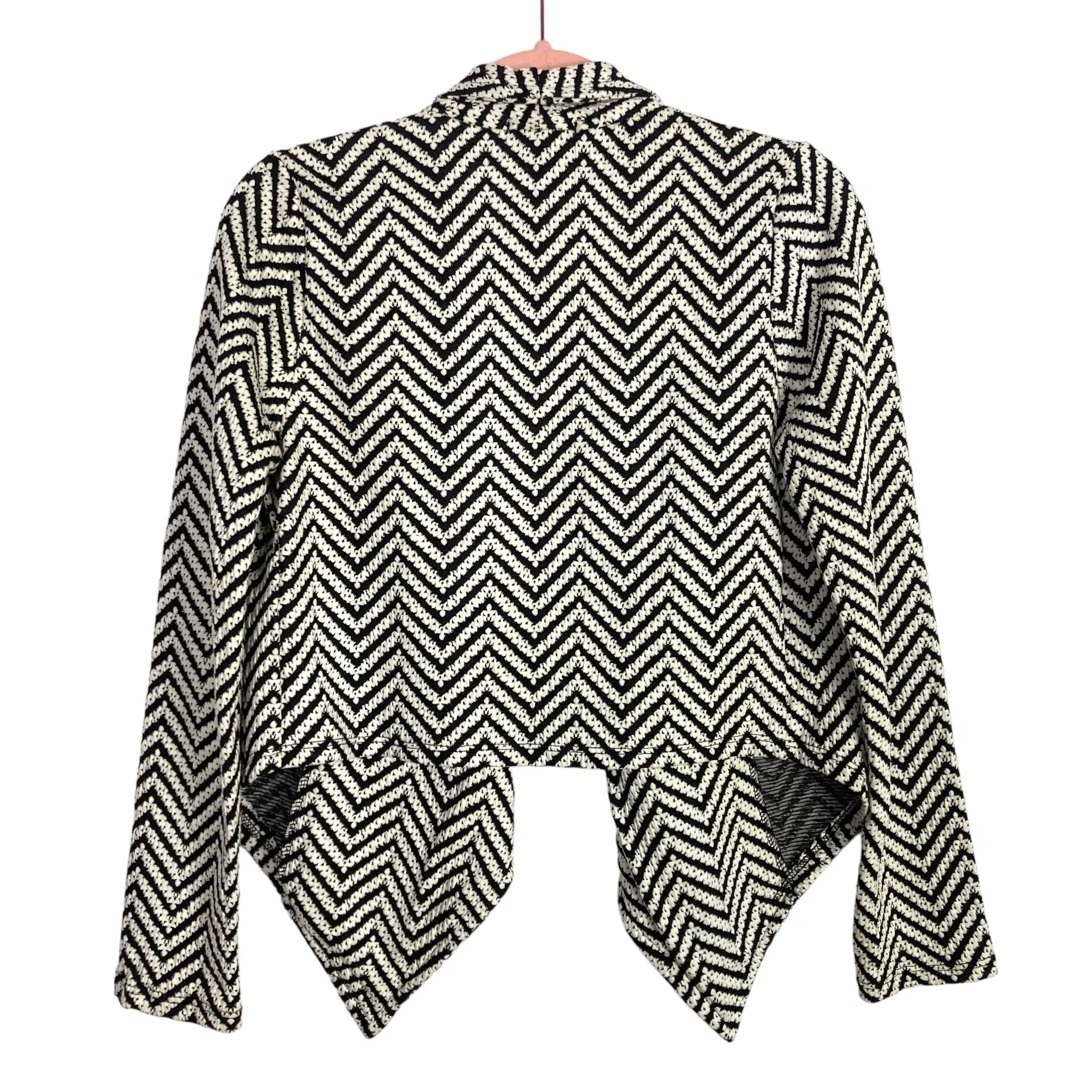 Dainty Hooligan Black and White Chevron Waterfall Front Cardigan- Size S