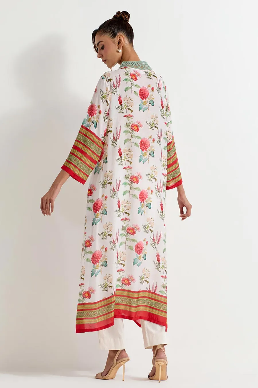 Daisy Printed Silk Lattice Kurta & Pant Set