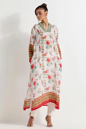 Daisy Printed Silk Lattice Kurta & Pant Set