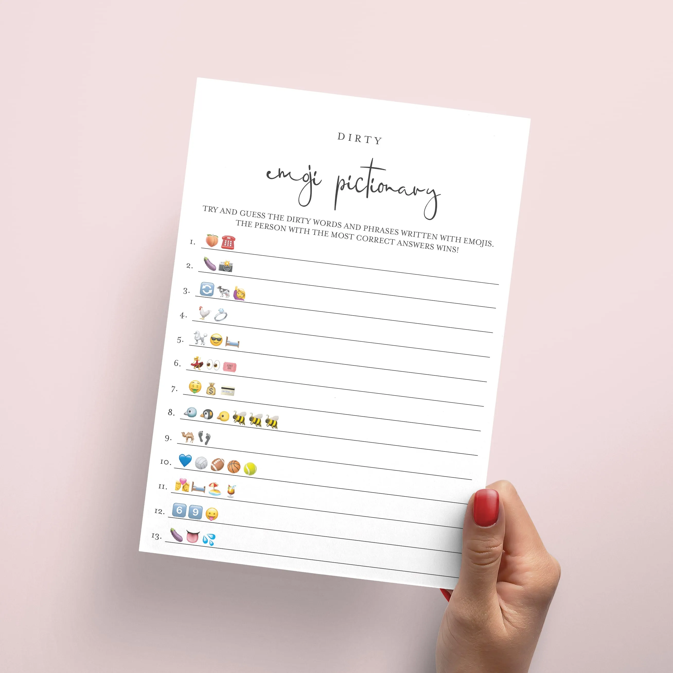 Dirty Emoji Pictionary Game With Answers Printable