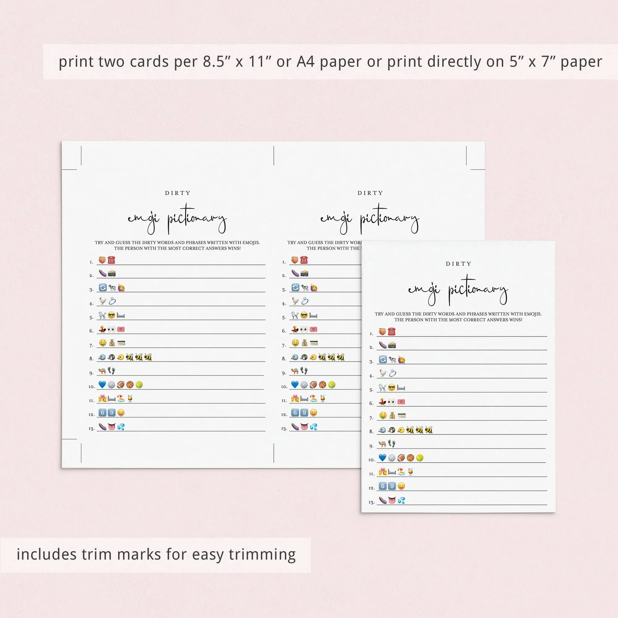 Dirty Emoji Pictionary Game With Answers Printable