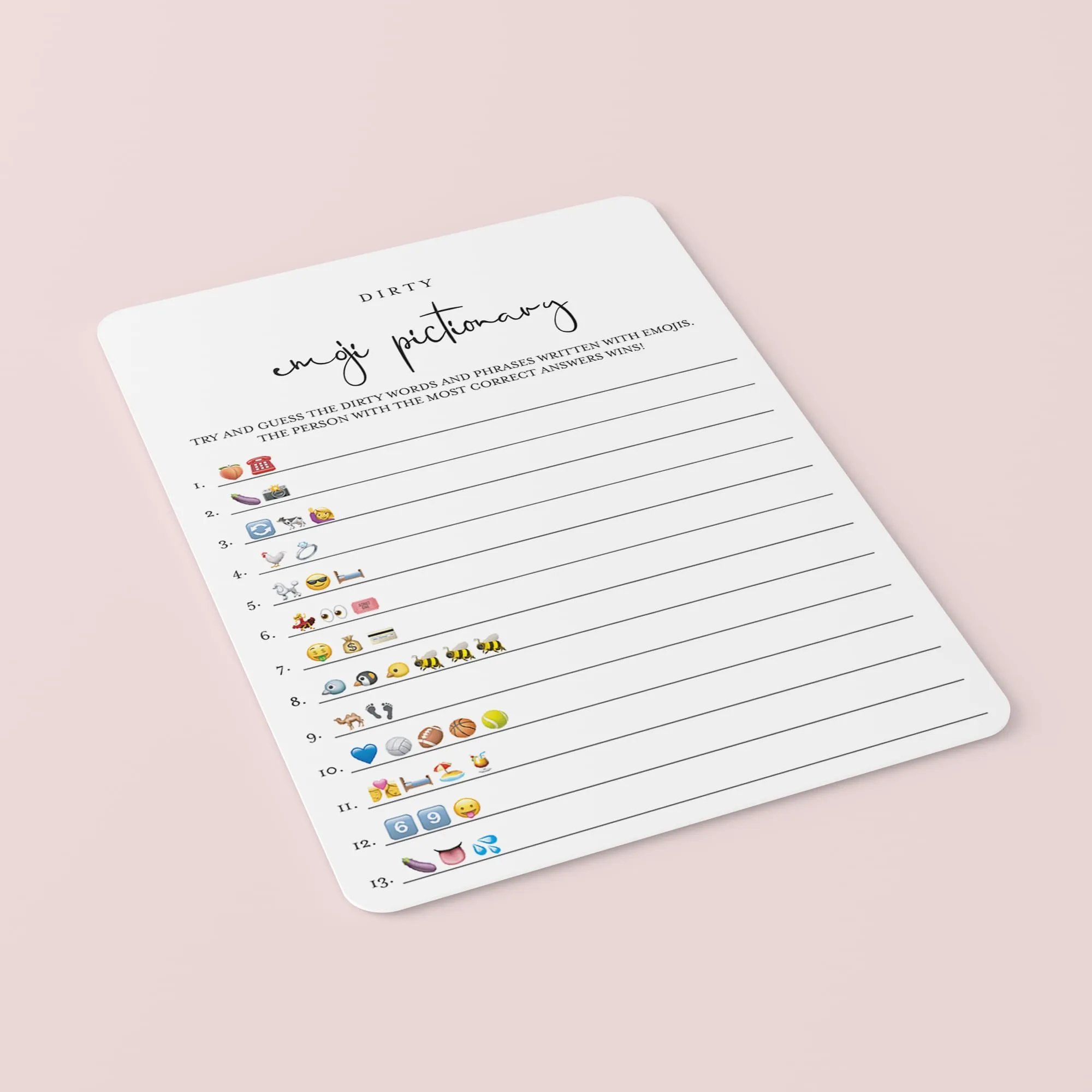 Dirty Emoji Pictionary Game With Answers Printable